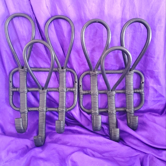 IKEA Wall Decor Ikea Rattan Boho Bent Black Wall Hooks Hangers Hat Coat Bamboo Mcm Poshmark